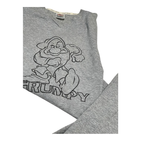 Disney Grumpy Pajama Set Heather Gray Tee & Shorts Loungewear Women’s Size XL - Picture 3 of 7